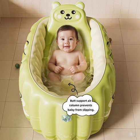 Houtclort Swimming Inflatable Baby Bathtub, Non Slip Safety Thick Cushion Central Seat,Portable Travel Seat Baths Baby