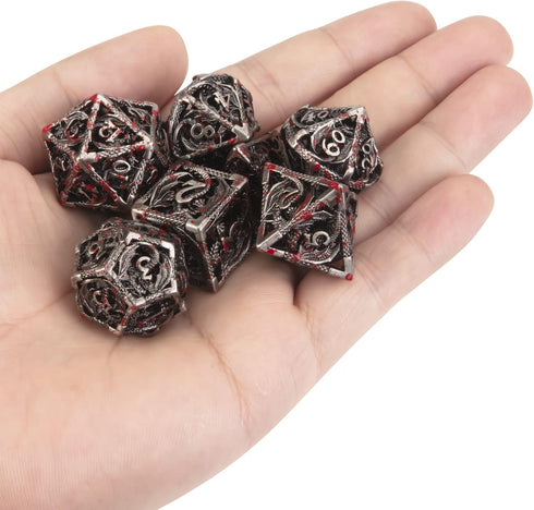 DND Dice, Hollow D&D Metal Dice Set with Gift Box, 7 PCs Steampunk Polyhedral Dice for RPG Games