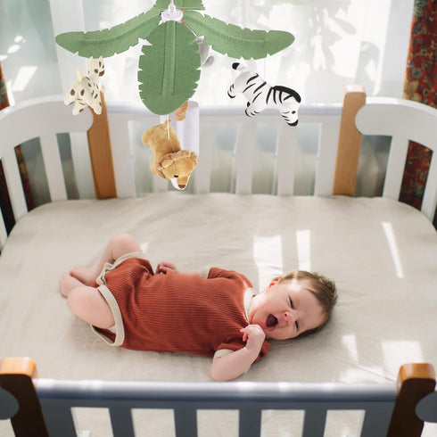 12 CLYMENE Safari Animals Baby Musical Crib Mobile - Jungle Animals Mobile for Crib with Lullabies for Baby Boys