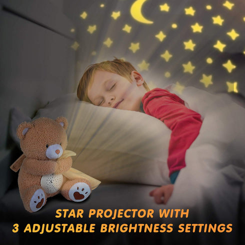 BEREST Baby Sleep Soother Bear, Mom's Heartbeat & Lullabies White Noise Machine, Nursery Decor Night Light Projector