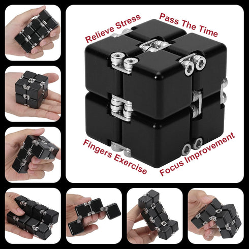 (6 Lifidea Aluminum Alloy Metal Infinity Cube Fidget Cube Colors) Handheld Fidget Toy Desk Toy with Cool Case Infinity