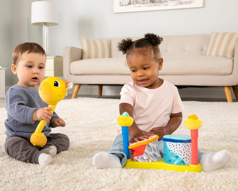 Set 12 Lamaze Squeeze Beats First Drum - Baby Sensory Toy Includes Funny Animal Sounds - Colorful Baby Musical Toys