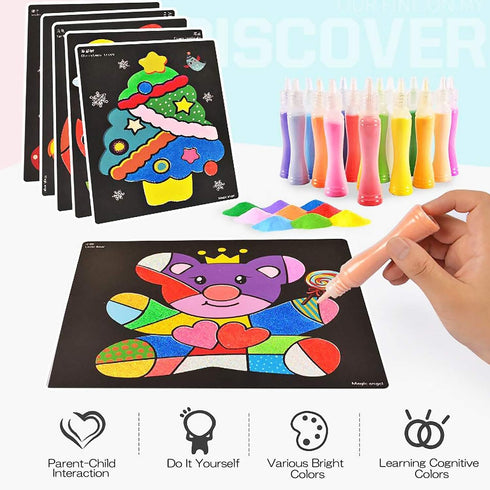 Toptime 24 41 Sand Art Kits for Kids, Bottles Colored Sand Sheets Sand Art Painting Cards, Sand Art Kit Kids' Sand Art