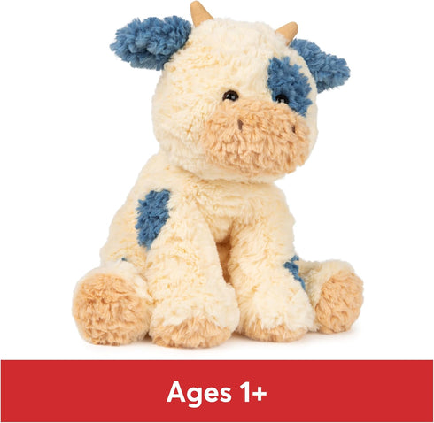 GUND Cozys Collection Cow, Stuffed Animal Plush Toy for Ages 1 and Up, Cream/Blue, 10”