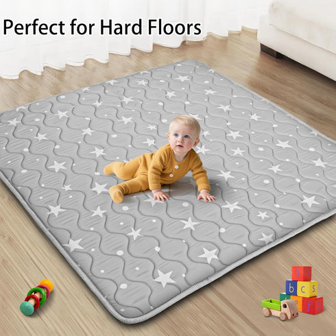 50x50 Baby Play Mat, Playpen Mat, Thick Soft Foam Playmats for Baby, Foldable and Washable Crawling Mat for Floor (Gray