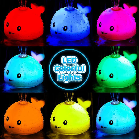 1-3 6-12 Summer 1 2 3 Baby Bath Toys for Kids Ages & Babies Months, Light Up Whale Sprinkler Water Pool Toys for Infant