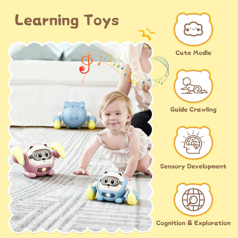 360 Tummy Rolling Baby Toy Crawling Toys, Baby Musical Toys Rolling Bouncing Time Toys Bear Walking Moving Infants Toy