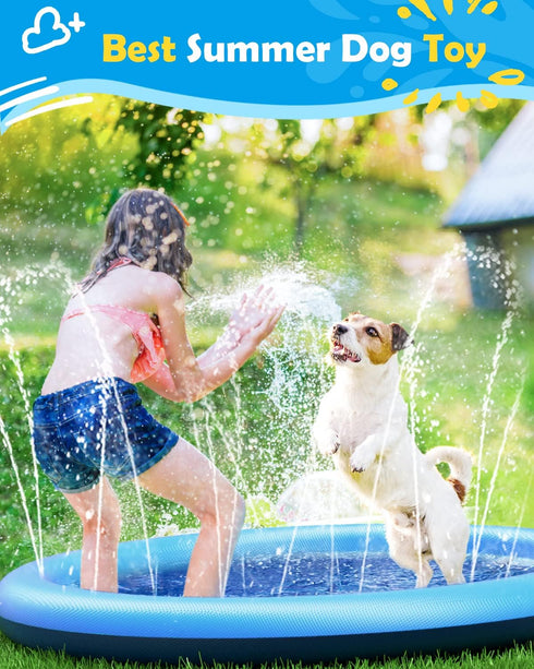 0.58 mm Summer (67in, Peteast Splash Pad for Dogs & Kids - Anti-Slip Dog Pool for Large Dogs, Thickened Durable Outdoor