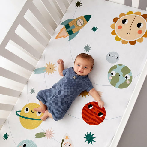 Set Rookie Humans Space Explorer Crib Sheet & Swaddle for Baby