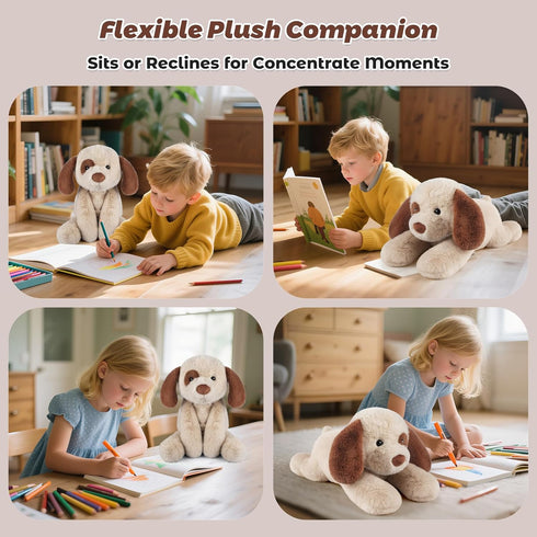 24" 4.5lbs Bobbie & Laxi & Dog Stuffed Animal, Sitting & Laying Weighted Stuffed Animals, Cuddly & Soft Weighted Dog