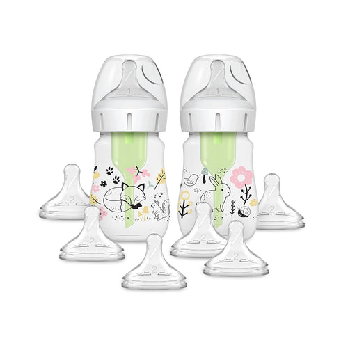 Dr. Brown's Anti-Colic Options + Wide-Neck Baby Bottle Designer Edition, Woodland Decos,