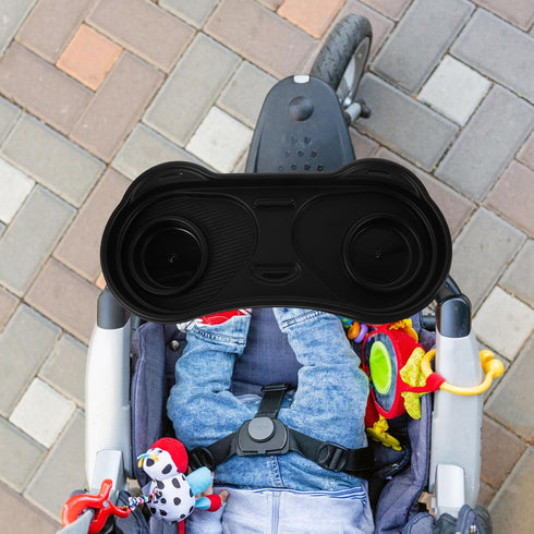 Universal Stroller Snack Tray with Cup Holder, Panda-Shaped Plastic Stroller Tray Accessory for Travel and Daily