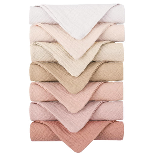 Konssy Baby Muslin Washcloths 7-Pack, 100% Cotton Baby Bath Washcloths, Soft &