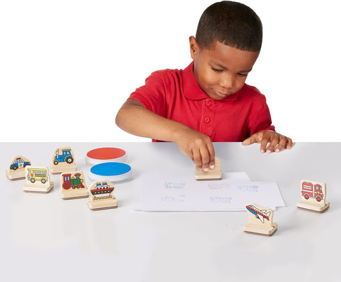 Set 4+ Melissa & Doug My First Wooden Stamp - Vehicles Kids Art Projects, Stamps with Washable Ink, Vehicle Toys