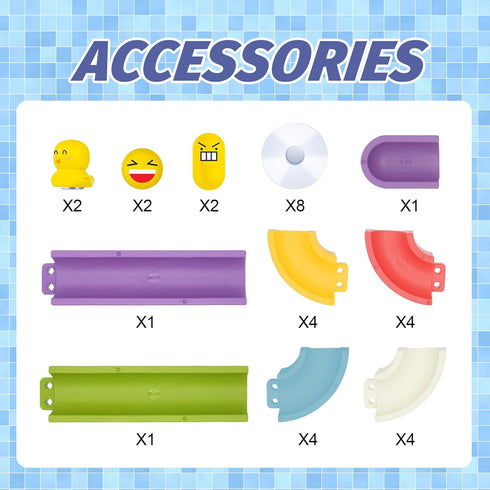 Bath Toys Water Ball Track for Kids for Wall Bathtub Toy Slide for Toddlers 3 4 5 6 Years 37 Pcs DIY Take Apart Set Shower Gift for Children