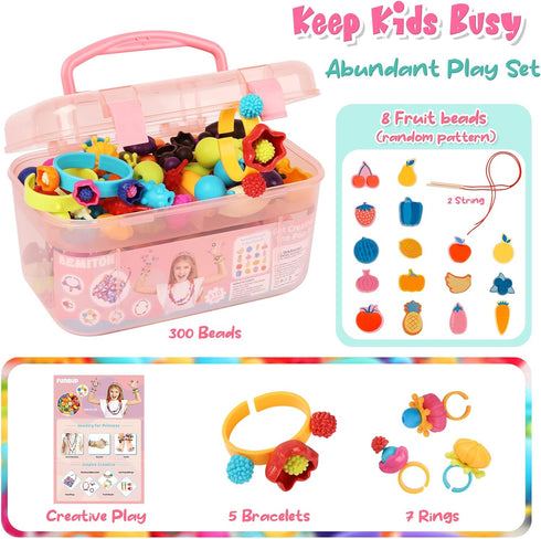 BEMITON Ideal Birthday Gift for Girls Aged 3-7, Pop Beads Jewelry Making Kit for Creative Play