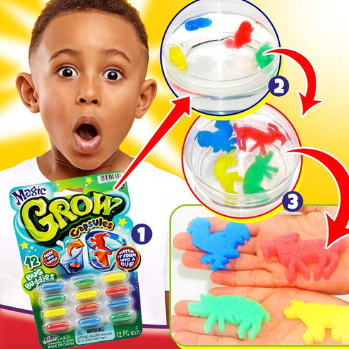 JA-RU Magic Grow Capsules (24 Pack; 12 Each) - Expanding Foam Sponge Toy for Kids, Water Growing Toys
