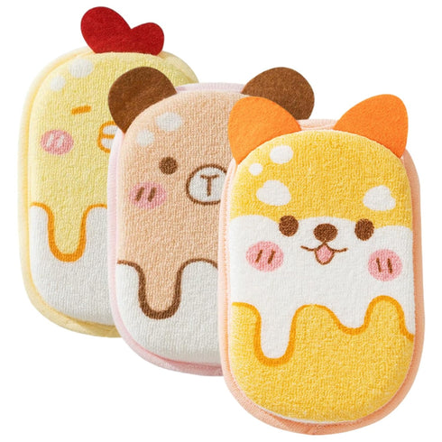 Generic 3Pcs Baby Washcloths Super Absorbent Soft Wash Mitt Cute Cartoon Animal Gentle