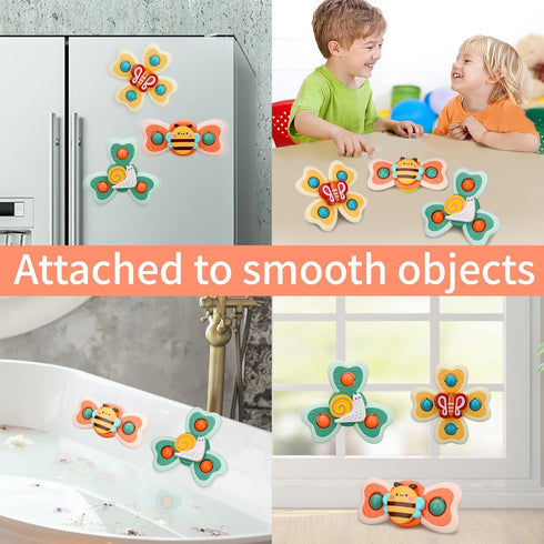 Spinning Sensory Learning Toys for Toddlers 1-3, Suction Cup Spinner Toy, Birthday Gifts for 1-2 Year Olds