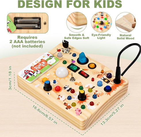 1-3 10 19 1+ Busy Board for Toddlers - Montessori Educational Sensory Toy with Switches & Lights, Activity Board