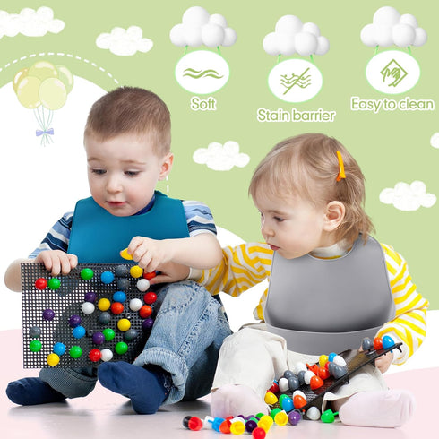 Mepase Silicone Bibs for Babies Waterproof Silicone Bibs Soft Adjustable Baby Feeding Unisex Kid Eating Supplies