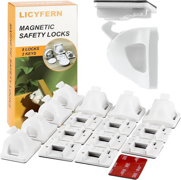 UPGRADED LICYFERN Magnetic Cabinet Locks (8 Locks & 2 Keys) - Invisible Baby Proofing Child Safety Lock, Easy to Install