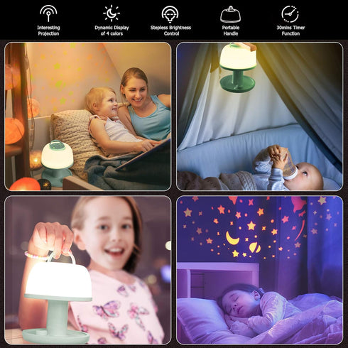 Dimmable LICKLIP Toddler Night Light Lamp, LED Bedside Lamp with Star Projector, Kids Night Lights with Timer Design