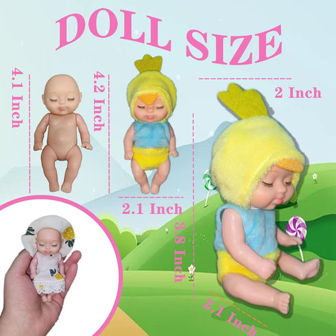 Mini Rebirth Doll, Gift Box Miniature Doll, Toys for Kids Over 3 Years Old (Style C)