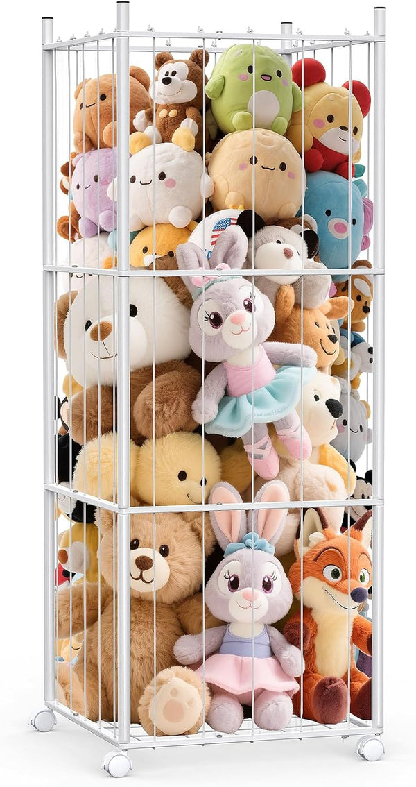 GoKEDA Stuffed Animal Storage,Extra Large Metal Stuffed Animals Storage Tower,Heavy Duty Stuffed Animal
