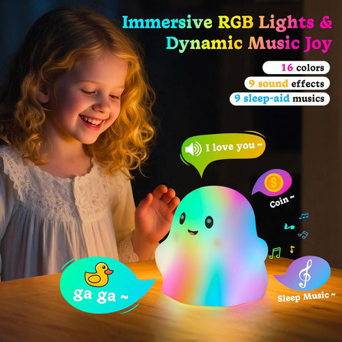 Color-Changing/30-Min Rechargeable Night Light for Kids - Silicone Lamp with Touch Sensor for Kids Room - LED Squishy