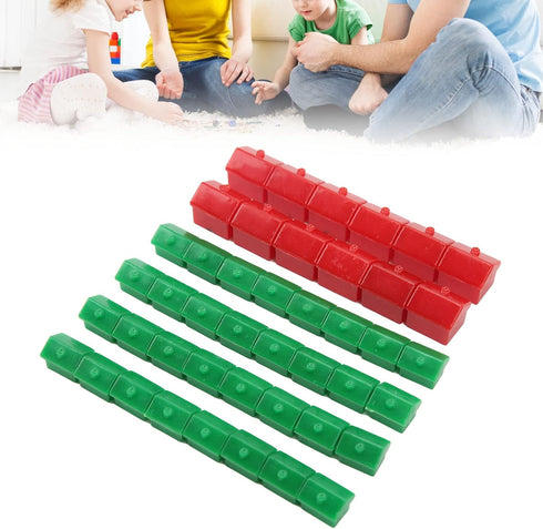 Hotel Game Replacement Pieces - Monopoly Replacement with 12 Red Houses and 32 Green Houses