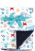 Cozy 30x40 inches Unisex Baby Plush Blanket with Furry Binding - Sea Characters