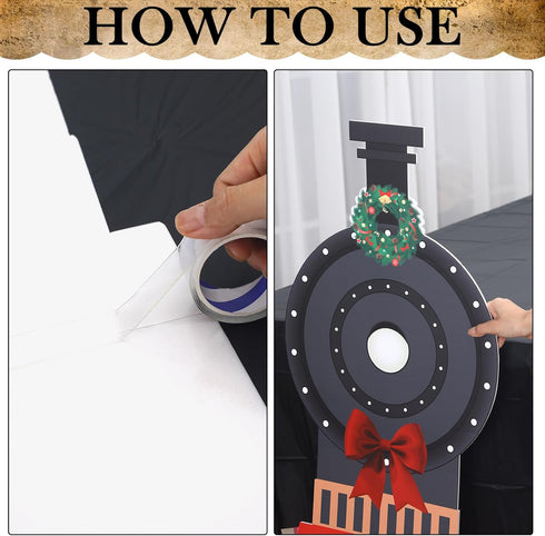 2 Oudain Pcs Christmas Express Train Decoration Steam Train Table Decoration with Black Tablecloth Vehicle Trip