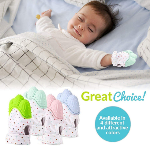Liname 2 Pack Teething Mitten with Soothing Toy, Infant Chew Toy and Teething Glove