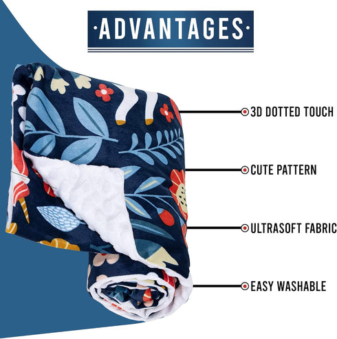 Soft Plush Hooded Baby Blankets for Boys and Girls, Double Layer Dotted Backing, Minky Unisex Toddler Blanket