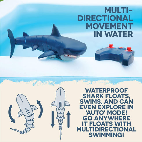 6+ Terra by Battat Remote Control Shark Toy for Bath & Pool Play Electronic Great White Shark with Realistic Movement