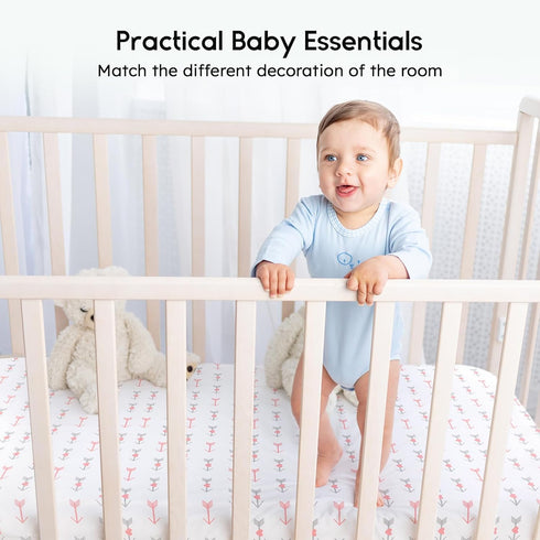 2 Pack 28x52x8in(Arrow) Yoofoss Baby Crib Sheets for Boys Girls, Fitted Crib Sheet for Standard Crib and Toddler