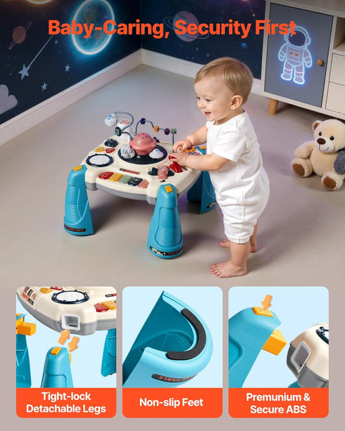 1-3 60+ 6+ VEVOR Baby Spacecraft Musical Table Toys for Years Old, Learning Activity Desk with Space Theme & Soft-Glow