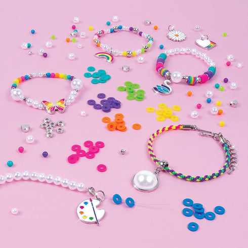 Make It Real: Rainbows & Pearls DIY Jewelry, 8 Fashionable Bracelets with 598 Pieces, Kids Ages 8+