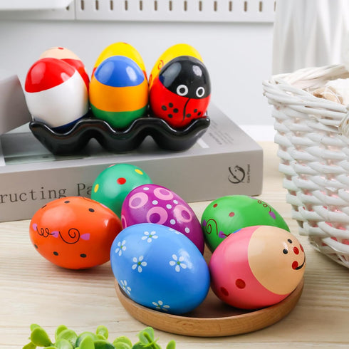 POPLAY 12PCS Wooden Percussion Musical Eggs, Maracas Egg Shakers for Party Favors and Classroom Prize Supplies