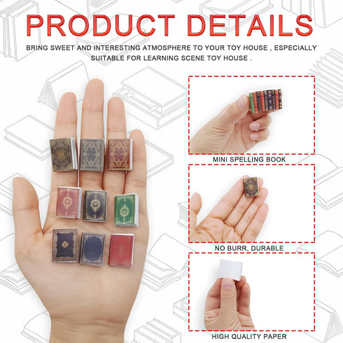 30 Pieces 1:12 Scale Miniature Books for Dollhouse, Writable Page-Turnable Reusable Books for Dolls Bedroom