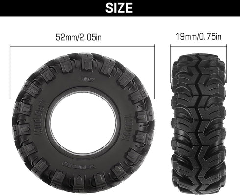 INJORA 1.0" Tires - S5 Mud Paw Crawler Tires for 1/24 RC Crawler Axial SCX24 FMS FCX24 Enduro24