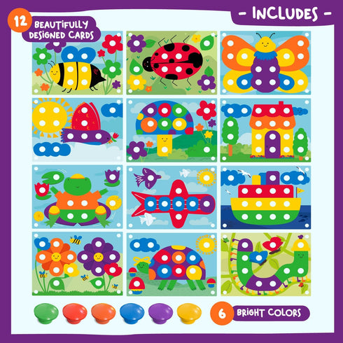 2+ 2 3 Nene Toys Wooden Color Matching Puzzle for Toddlers Years Montessori Pegboard Button Game with Wooden Nails