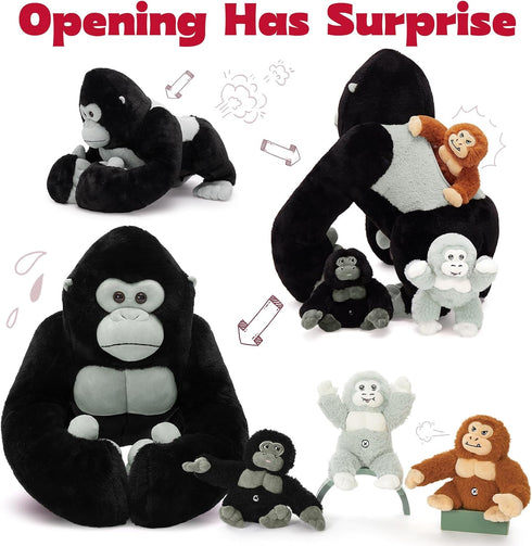 19.6" MaoGoLan Giant Gorilla Stuffed Animals - Large Plush Gorilla with Babies, Soft and Cuddly Companion Toy Gifts