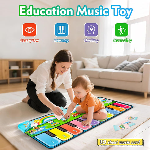 1-3, 1 2 7 7 10 FUCEORUY Piano Mat Musical Toys for Toddlers Sensory Learning Toy Floor Piano Playmat Toys for Year Old