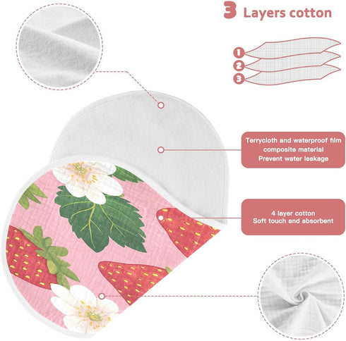 Zhirexin 4Pack JUZIHAI Strawberry Baby Burp Cloths Soft Cotton Burp Rags,Super Absorbent Burp Cloth Bag for Newborn