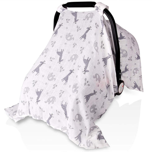 Baby Car Seat Covers for Boys Girls, Metplus Muslin Infant Canopy, Lightweight Breathable Newborn Carrier Cover,