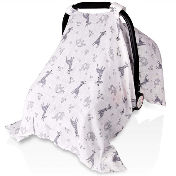 Baby Car Seat Covers for Boys Girls, Metplus Muslin Infant Canopy, Lightweight Breathable Newborn Carrier Cover,