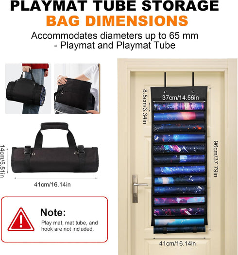12+1 Playmat Holder, Playmat Tube Storage Bag for MTG, Fits Card Game Playmats with Transparent Plastic Slots, Portable