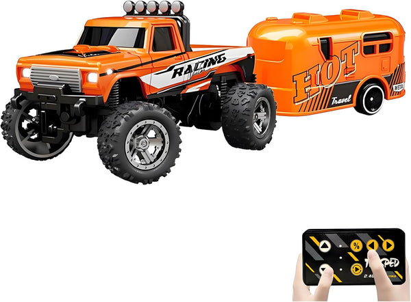 Mini Rc Truck, 1:64 Scale Monster Truck Remote Control Car with Lights,